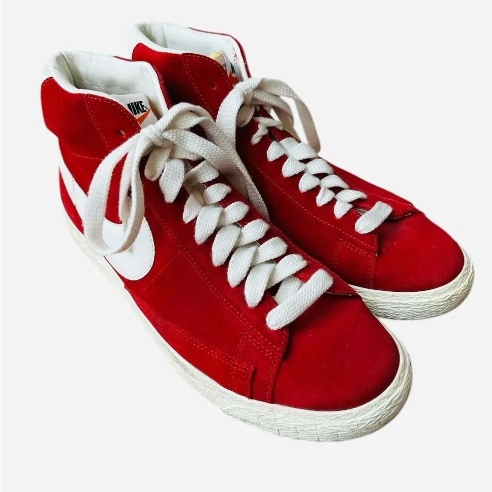 Nike Blazer High Top Sneakers Men’s Size 9.5 Crimson Red Suede Retro Classic